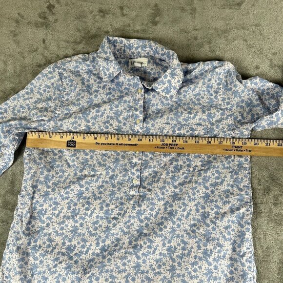 GAP Women's Blouse Floral Button Down Shirt Size Small Linen Blend Minimal - Picture 2 of 8